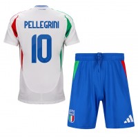 Maglie da calcio Italia Lorenzo Pellegrini #10 Seconda Maglia Bambino Europei 2024 Manica Corta (+ Pantaloni corti)